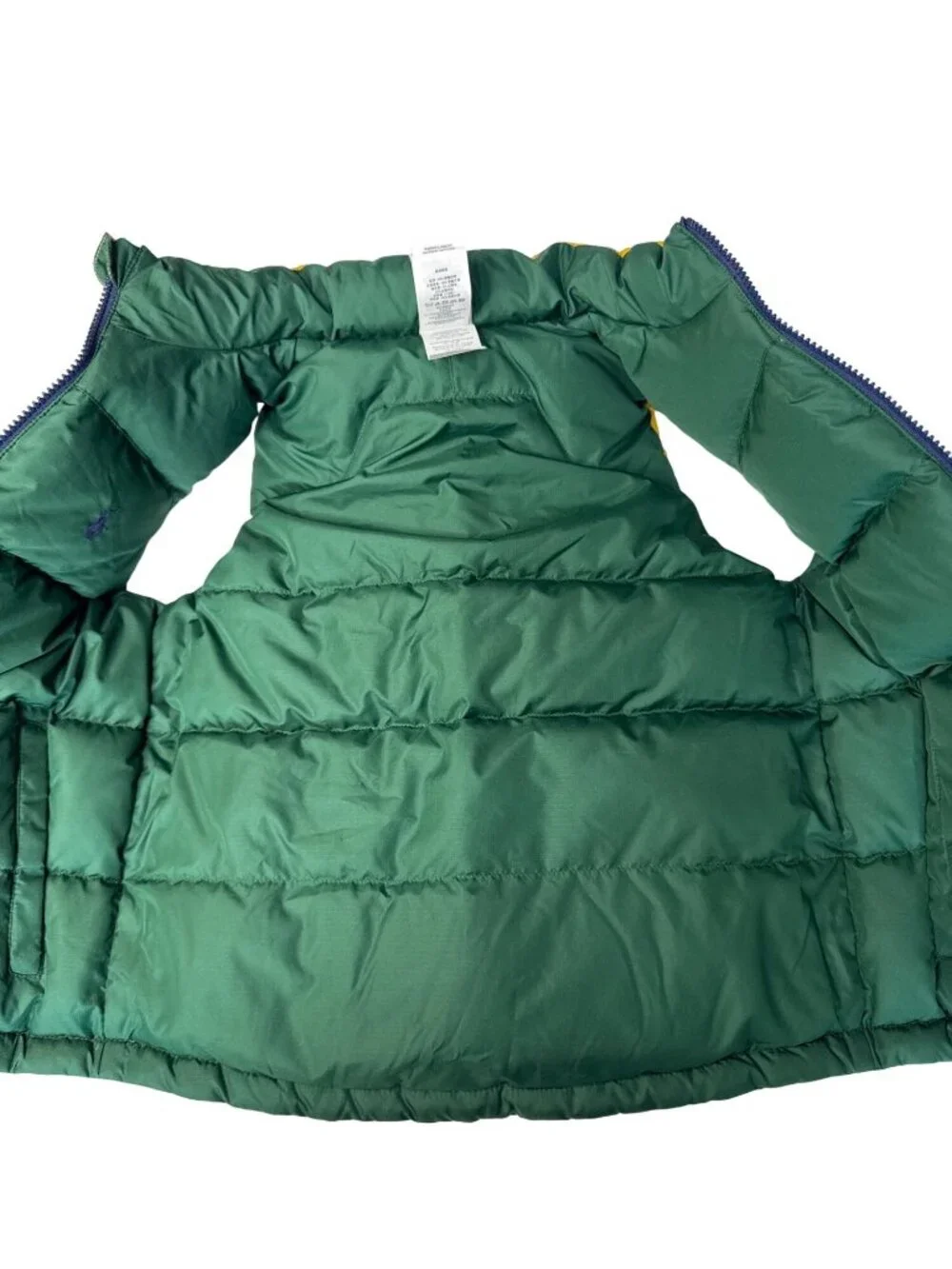 Ralph Lauren Childrens Reversible Puffer Vest Yellow/Navy Size 7 With Pockets